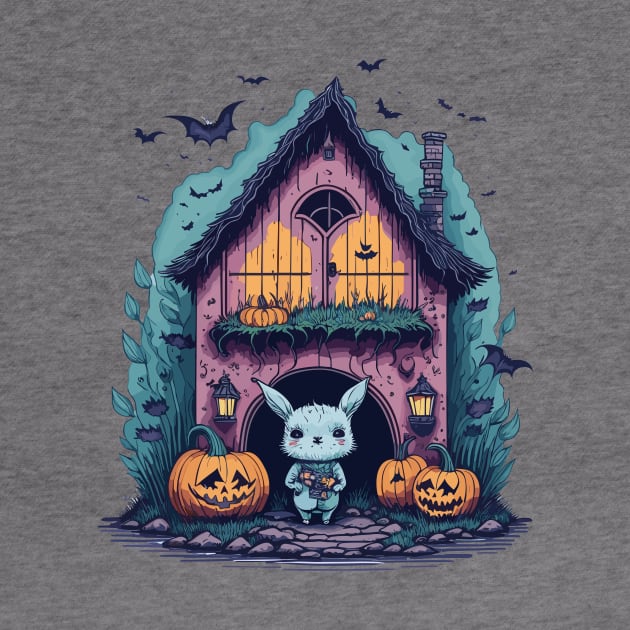 Cute Bunny in Scary Halloween house by Maria Murtaza